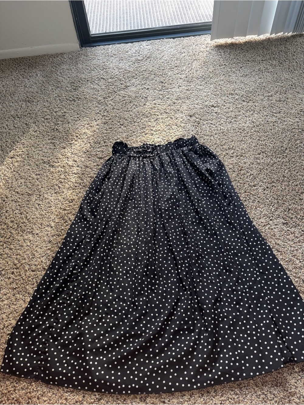 Women’s Black Polka Dot Midi Skirt - Classic A-Line